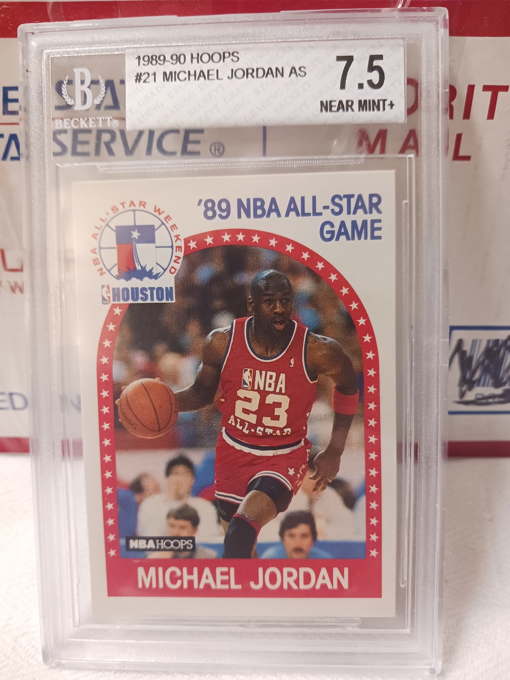 Michael Jordan 1989-90 Hoops #21 All-Star Card - Red Beckett Near Mint+7.5